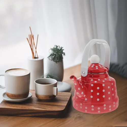Miniatura 7 de Cabilock Tetera esmaltada, tetera con asa, olla de agua caliente de calentamiento rápido de 1.1 cuartos de galón para gas, inducción, electricidad
