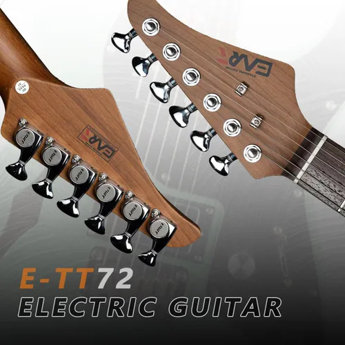 Miniatura 5 de EART E-TT72 Guitarra eléctrica de cuerpo semihueco de 6 cuerdas, capacidad de juego versátil, potentes pastillas Humbucker guitarras de puente fijo