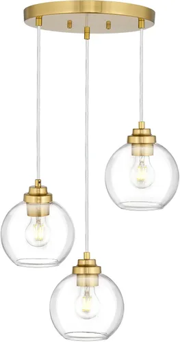 Miniatura 13 de Lámpara Colgante Moderna de Oro Pulido, Lámpara Colgante de Globo de 18 cm de Siglo Medio con Vidrio Transparente para Isla de Cocina, Comedor