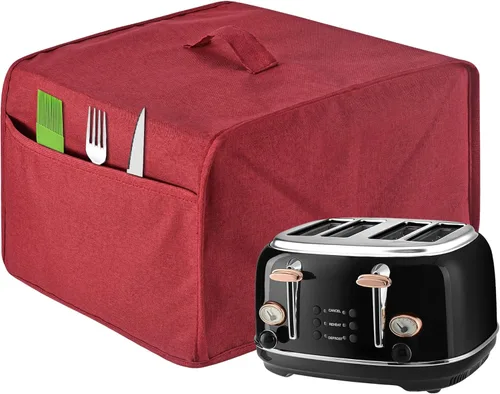 Miniatura 6 de Funda para tostadora con 2 bolsillos, puede contener cuchillos esparcidores de mermelada y pinzas para tostadora, funda para electrodomésticos