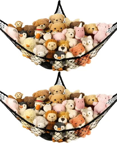 Miniatura 19 de Red de Hamaca de Almacenamiento para Animales de Peluche en la Esquina - Gran Red de Hamaca de Juguete para Decoración de Habitación de Animales