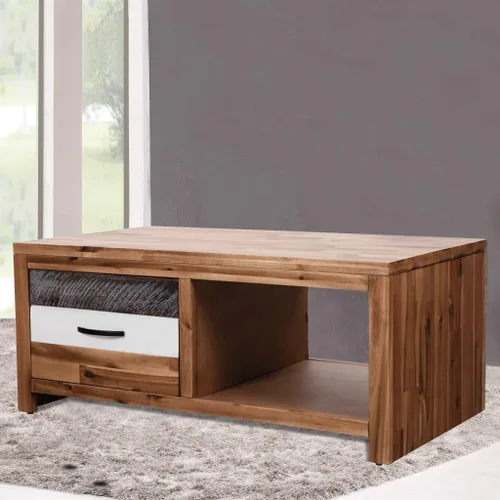 Miniatura 2 de Mesa de centro ajustable con compartimentos ocultos y estantes de almacenamiento ajustables, adecuada para sala de estar, oficina, balcón, madera