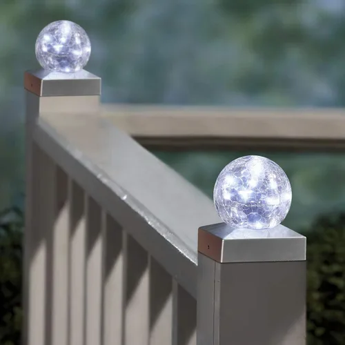 Miniatura 5 de SUNNYPARK Luces solares para poste – Luz para poste al aire libre para decoración de valla o patio jardín – Tapas de bolas de observación Blanco frío