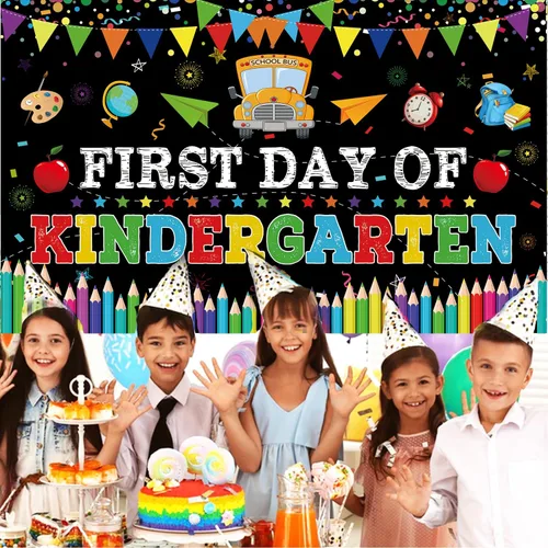 Miniatura 3 de Cartel del primer día de jardín de infantes, decoraciones de fiesta del primer día de escuela, pancarta de regreso a la escuela, bienvenida al