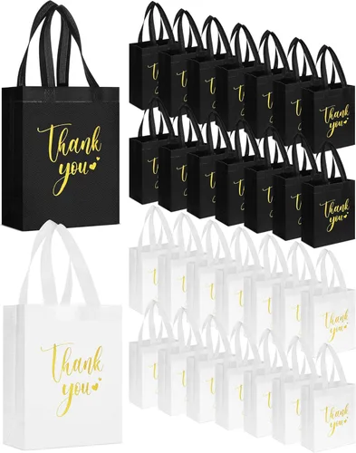 Miniatura 35 de Sweetude 30 Bolsas de Regalo de Agradecimiento con Asas a Granel Bolsa de Dulces Reutilizable No Tejida Plegable Bolso de Mano para Regalos