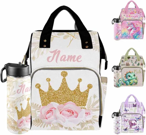Miniatura 33 de Mochilas personalizadas con nombre personalizado para bebé, bolsa de pañales con monograma con bolsillos térmicos para adultos y niños, impermeable