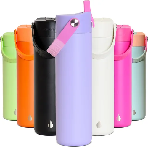 Miniatura 13 de Elemental Botella de agua aislada de 24 onzas con popote, botellas de agua con núcleo de acero inoxidable 100% a prueba de fugas para viajes, Beige