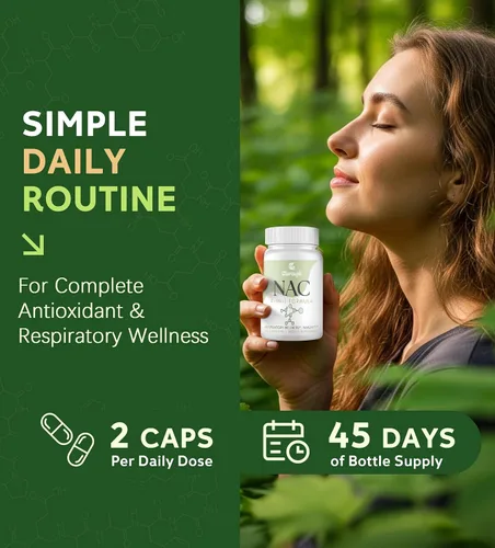 Miniatura 6 de Suplemento NAC para respiratorio e inmunidad* y pulmón* NAC para antioxidantes N-acetilcisteína 4 en 1 1200 mg con glicina para aumentar*