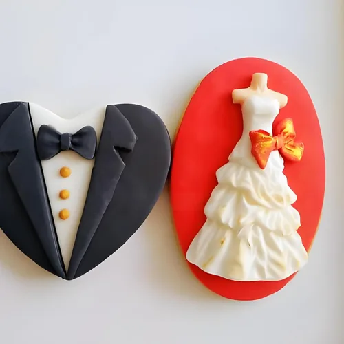 Miniatura 5 de Moldes de silicona para vestido de novia, falda de vestido de chocolate para hornear moldes para decoración de pasteles de boda, dulces, azúcar
