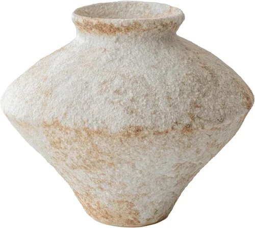 Jarrón de cerámica blanca rústica hecha a mano, jarrón decorativo de flores, jarrón de cerámica texturizada para centros de mesa, decoración para