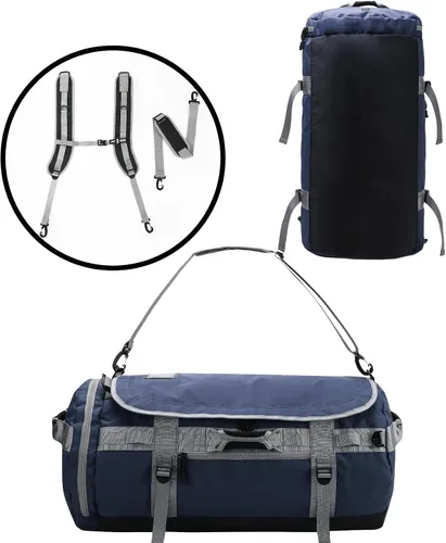 Miniatura 42 de MIER Mochila deportiva grande con compartimento para zapatos, resistente y resistente al agua, azul marino, 45L