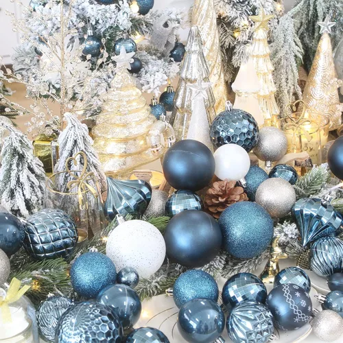 Miniatura 15 de Sea Team Paquete de 41 adornos de bolas de Navidad con cuerdas, bolas de tamaño mediano de 2.36 pulgadas, bombillas de Navidad de plástico Menta