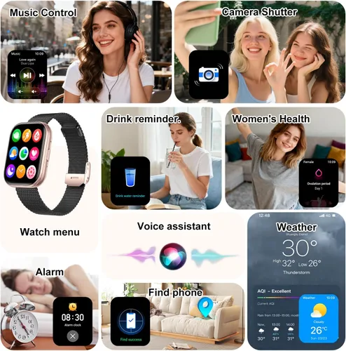 Miniatura 6 de Relojes inteligentes para mujeres y hombres, reloj inteligente con pantalla HD de 1.75 pulgadas, contestar/hacer llamadas para Android iOS