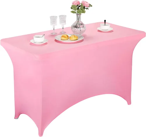 Miniatura 54 de LZY Cubierta de Mesa Elástica Ajustable de Spandex para Mesa Plegable de 6 pies, 4 pies o 8 pies, Mantel de Cóctel Rectangular, Perfecto para Champn