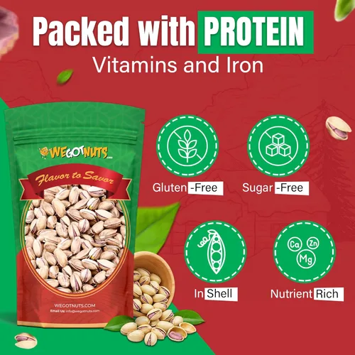 Miniatura 4 de We Got Nuts - Pistachos turcos antep de 5 libras (80 onzas) – Pistachos tostados Kosher de calidad premium – Aperitivo de sabor rico natural