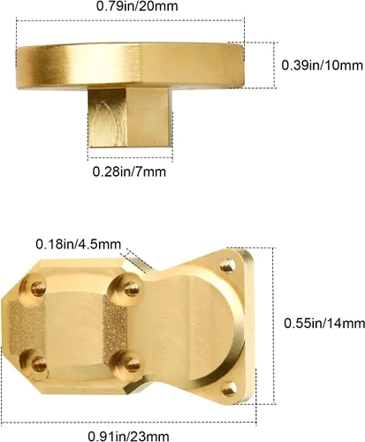 Miniatura 6 de Hobbypark Pesas de rueda de latón, adaptador hexagonal de latón, cubierta frontal trasera resistente para todas las actualizaciones axiales SCX24