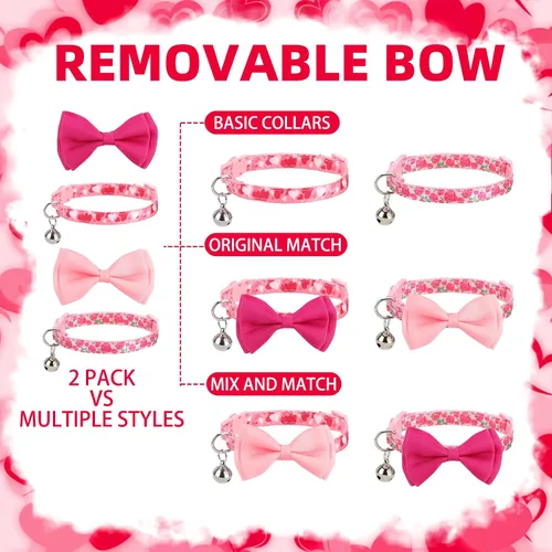 Miniatura 5 de PUPTECK Collar de perro con campana, paquete de 2 unidades, collar ajustable para cachorros, dulce regalo para perros pequeños, gatos y mascotas