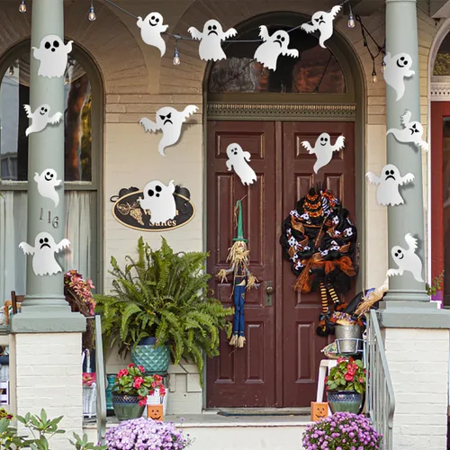 Miniatura 5 de 21 calcomanías de pared de fantasmas blancas pequeñas para decoración de pared de fantasmas extraíbles 3D fantasmas decoraciones de Halloween