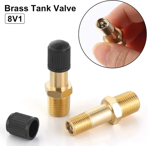 Miniatura 2 de Hromee Válvula de tanque de aire 1/8 "MNPT, válvula de llenado de latón de 4 piezas con tapas, usando con tanque de aire comprimido