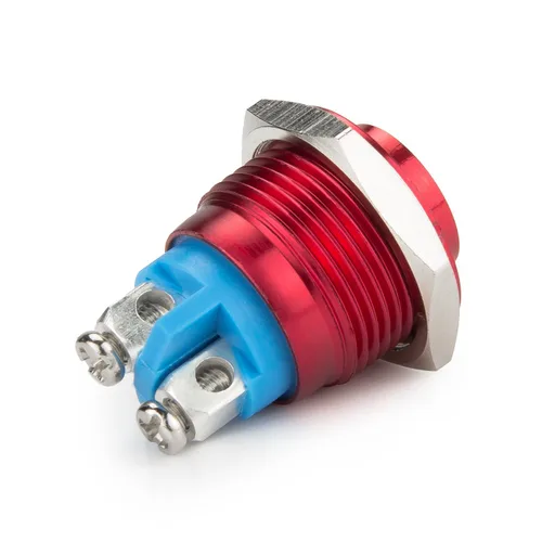 Miniatura 3 de 4 piezas DC6V/12V/36V/125/250V 3A 0.630 in interruptor de botón de metal momentáneo tornillo terminal botón con paquete de 4 interruptores rojos