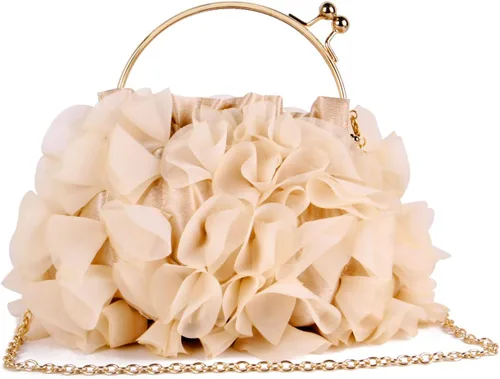 Miniatura 2 de Lanpet Bolsos de mano florales para mujer, bolso de noche de flores de satén, bolsos de fiesta de graduación