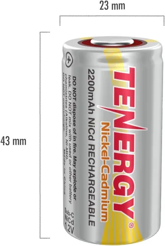 Miniatura 6 de Tenergy SubC - Batería recargable NiCd de 2200 mAh (sin pestañas), paquete de 15