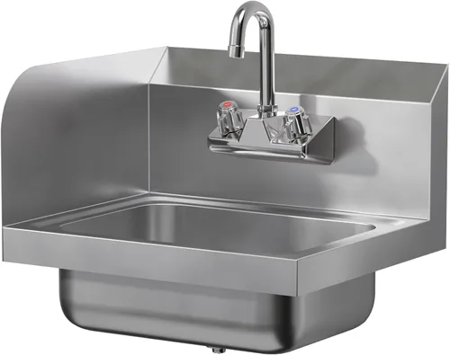 Miniatura 20 de AmGood Fregadero de mano de acero inoxidable para montaje en pared NSF Lavabo comercial de manos para restaurante, cocina y hogar