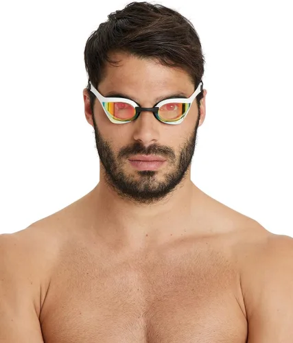 Miniatura 4 de ARENA Unisex Cobra Ultra Swipe Racing Swim Goggles Anti-fog Technology Polycarbonate Hard Lens Amarillo Cobre/Blanco