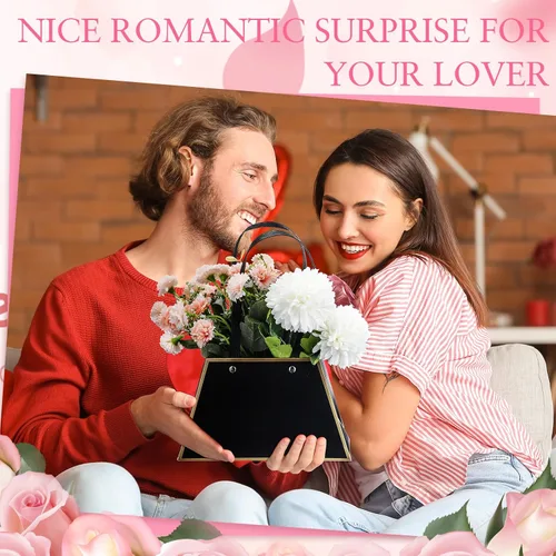 Miniatura 5 de Noveread 24 bolsas de regalo florales de barra floral a granel, bolsa de ramo de flores, bolsa de papel de regalo con asa, caja de centro de mesa