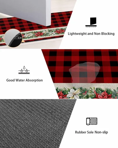 Miniatura 2 de Alfombra de baño de Poinsettia para bañera, antideslizante, de secado rápido y absorbente, tierra de diatomeas, fregadero de ducha para dormitorio