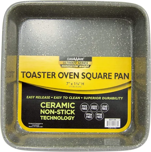 casaWare Horno tostador de 7 pulgadas Ultimate Series de cerámica con revestimiento antiadherente de cerámica (granito plateado)
