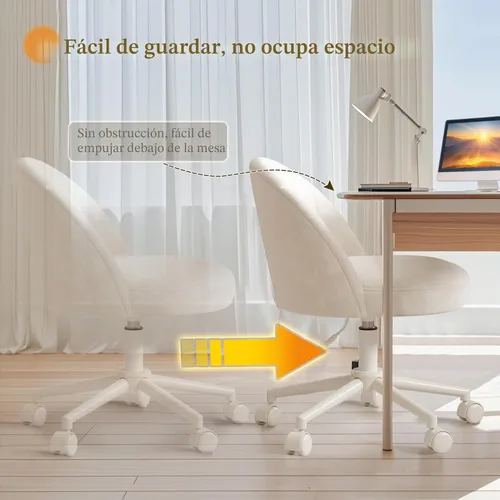 Miniatura 8 de EnHomee Silla de tocador con ruedas, silla de oficina pequeña con respaldo, bonita silla de escritorio sin brazos para sala de maquillaje, oficina