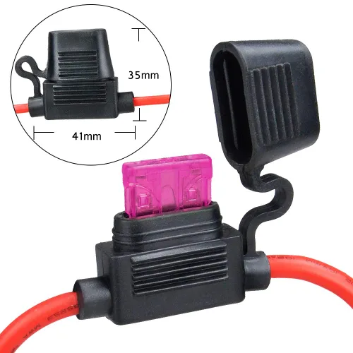 Miniatura 3 de Soporte para fusibles de 10 ga, paquete de 2 soportes para fusibles en línea MUYI calibre 10, relé de fusibles de hoja de coleta impermeable de 12 V