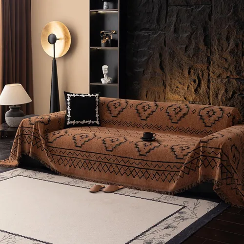 Miniatura 11 de DREAMINGO Fundas de sofá para sofá, estilo bohemio, geométrico y jacquard vintage, de 2 plazas, antideslizante, protector de muebles de felpilla