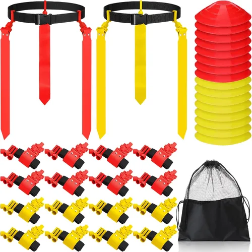 Miniatura 9 de Wettarn Cinturones de fútbol con bandera, ajustable, con bolsa de conos, para jóvenes, adultos, niños, equipo de entrenamiento de equipo deportivo