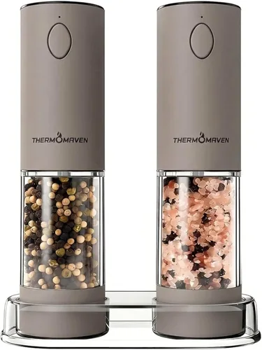 Miniatura 19 de ThermoMaven Juego de molinillo eléctrico de sal y pimienta, 3.7 fl oz más grande, recargable, automático, molinillo de sal y pimienta con 6 grosores