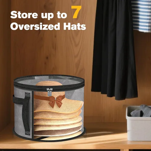 Miniatura 4 de Organizador de sombreros extra grande transparente para viaje y guardarropa, con capacidad para hasta 7 sombreros, organizador de sombreros