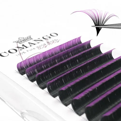 Miniatura 25 de CoMango Easy Fan - Extensiones de pestañas rizadas C/D de 0.05/0.003 in, pestañas de volumen que florecen automáticamente, color negro mate 2D-20D