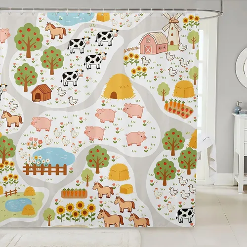 Miniatura 18 de Cortina de ducha de sirena, decoración de baño con escala de acuarela, habitación para niños y niñas, mujeres, caricaturas, delfín, pulpo