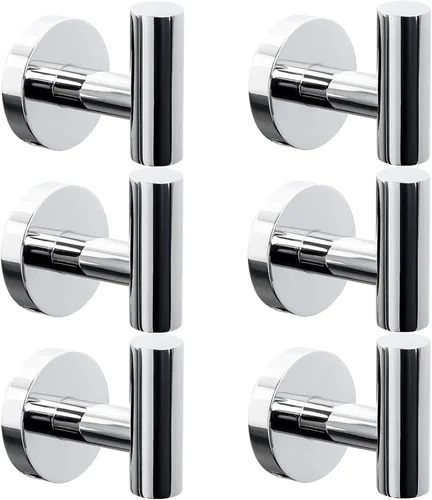 Miniatura 20 de Kruodop Ganchos para toallas de baño, 2 paquetes de soporte para toallas de pared, gancho negro mate para bata de pared, gancho de acero inoxidable