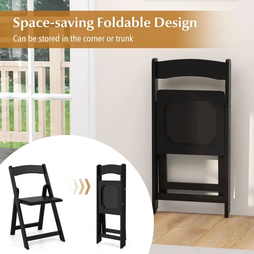 Miniatura 4 de Giantex Juego de 4 sillas plegables, sillas de comedor de madera, sillas plegables acolchadas con respaldo, sillas laterales apilables