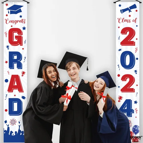 Miniatura 6 de KatchOn, Cartel de graduación de felicitaciones rojas y azules – 72 x 12 pulgadas, NO DIY, pancarta de puerta de graduación, decoraciones de puerta
