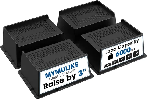 MYMULIKE Elevadores de cama de 3 pulgadas, resistentes, elevadores de muebles de gran tamaño de 3 pulgadas, soporta 6000 libras, bloques de