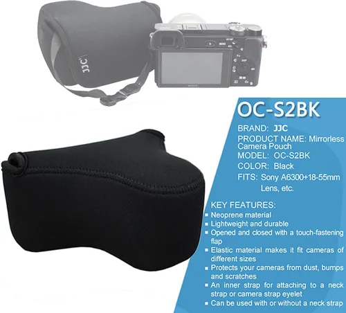Miniatura 17 de JJC Funda de neopreno ultra ligera en negro para cámara, compatible con X-E4 X-T30 II X-T30 X-T20 X-T10 + lentes prime cortas, 18mm F1.4/ 27mm F2.8