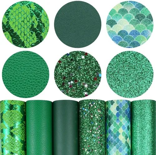 Miniatura 28 de Litchi Paquete de 6 hojas de cuero sintético de 8 x 12 pulgadas para aretes de lazo, tela de vinilo fácil de cortar para Cricut, cuero sintético