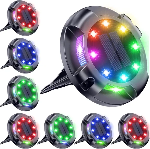 Miniatura 9 de Biling - Estacas solares para camino, 12 paquetes de luces solares brillantes azules para exteriores, impermeables para el patio, camino, jardín