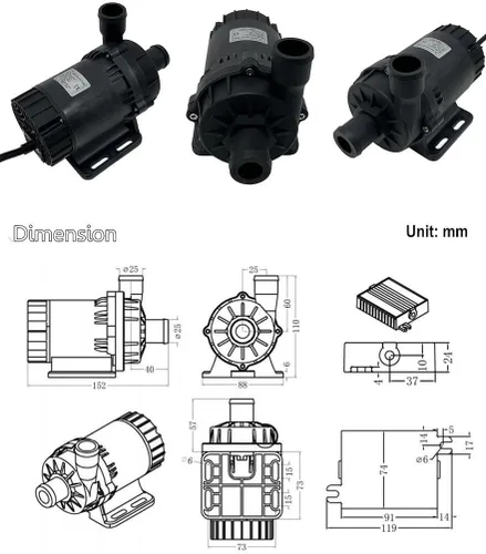 Miniatura 2 de SHYSKY Potente bomba sumergible de agua DC sin escobillas de 24 V 120 W DC60B-24120A-1, 39.4 ft 39 pies 1003 GPH, velocidad/flujo ajustable