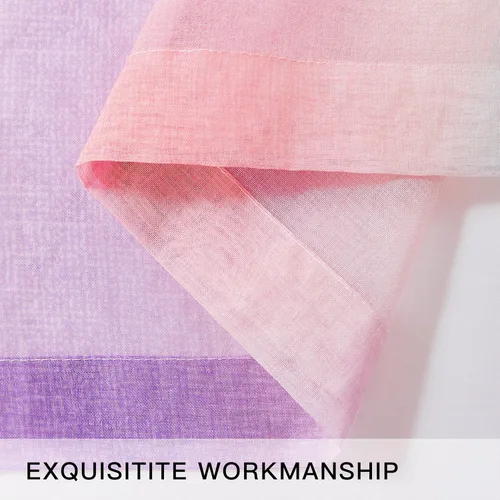 Miniatura 4 de XiDi Cortinas traslúcidas degradadas para decoración de habitación de niñas, cortinas traslúcidas para dormitorio, sala de estar, cortinas Rosa Azul