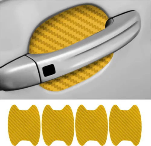 Miniatura 8 de 4 calcomanías protectoras para manija de puerta de automóvil, película protectora universal de fibra de carbono antiarañazos para la mayoría