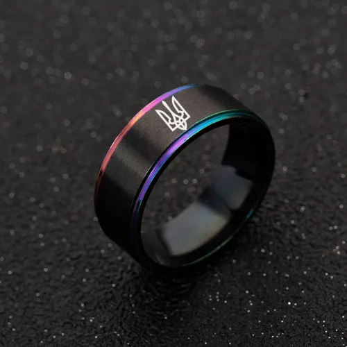 Miniatura 3 de Supra Diamanto 6 anillos de acero inoxidable para hombres, tótem pulido grabado, anillo de tungsteno tamaño 8-0.394-0.315in, joyería de moda